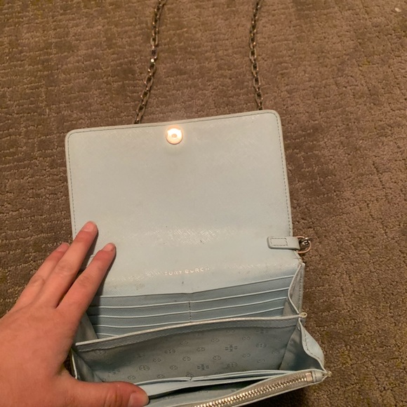 Tory Burch Robinson wallet crossbody satchel bag light blue - Picture 5 of 14